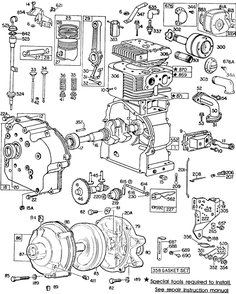 Cylinder,gear Case,piston Diagram and Parts List for 220416-0158-XX  Briggs and Stratton Engine